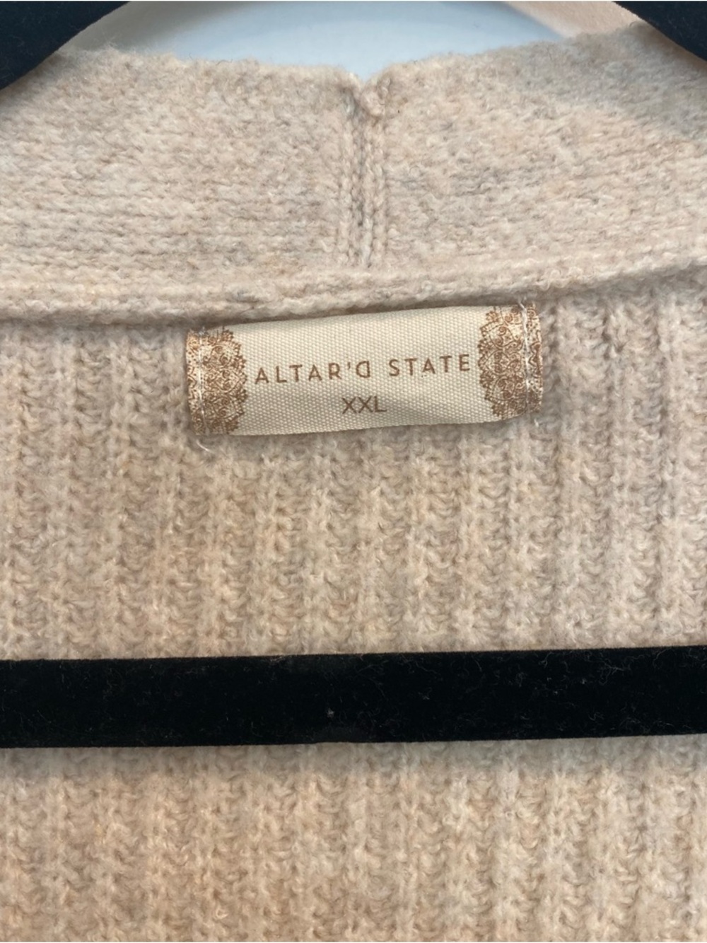 Altar'd State Neutral Beige Button-Front Ribbed Cardigan - Picture 3 of 5